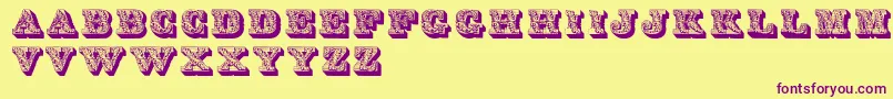 LettresOmbreesOrnees Font – Purple Fonts on Yellow Background