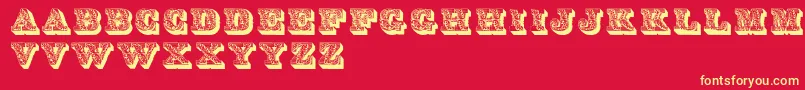 LettresOmbreesOrnees Font – Yellow Fonts on Red Background
