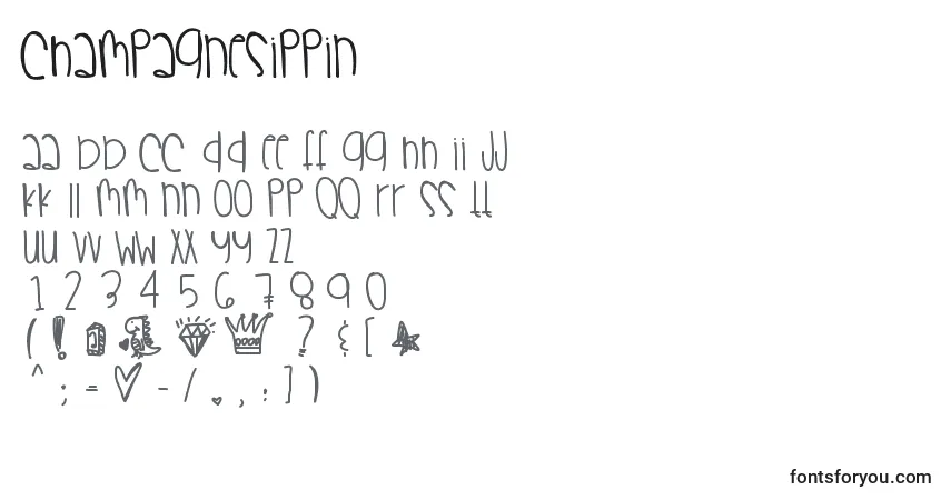 A fonte Champagnesippin – alfabeto, números, caracteres especiais