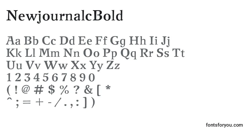 A fonte NewjournalcBold – alfabeto, números, caracteres especiais