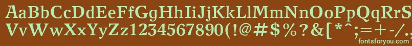 フォントNewjournalcBold – 緑色の文字が茶色の背景にあります。