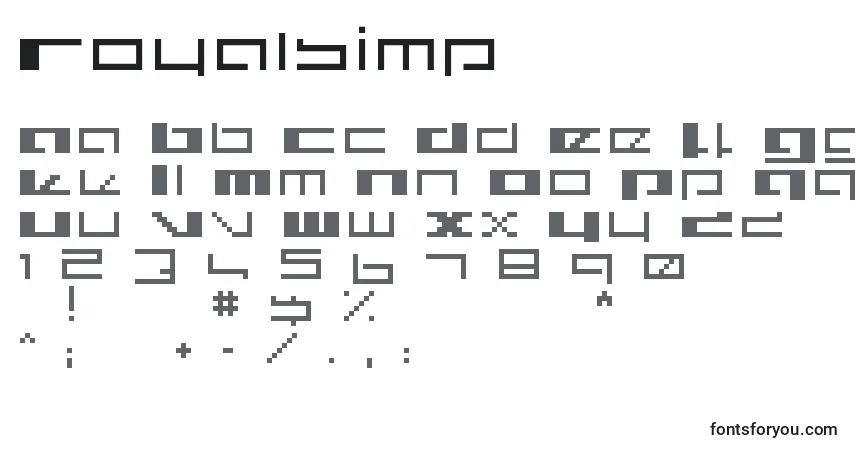 Czcionka Royalsimp – alfabet, cyfry, specjalne znaki