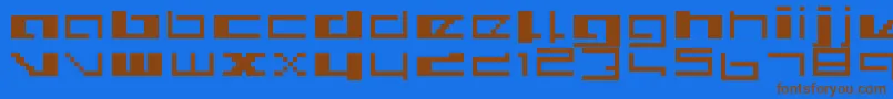 フォントRoyalsimp – 茶色の文字が青い背景にあります。