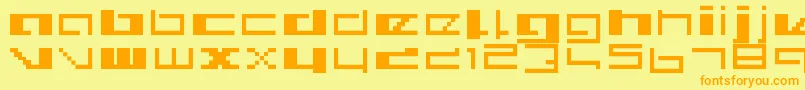 フォントRoyalsimp – オレンジの文字が黄色の背景にあります。