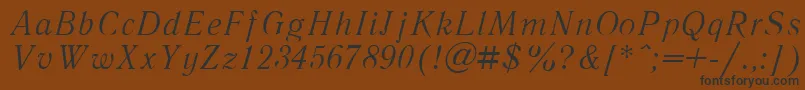 Weitere Informationen zur LiteraturnayaItalic.001.001-Schriftart LiteraturnayaItalic.001.001-Schriftart – Schwarze Schriften auf braunem Hintergrund