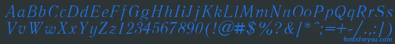 フォントLiteraturnayaItalic.001.001 – 黒い背景に青い文字