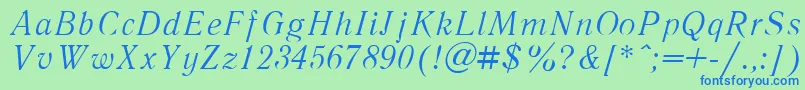 LiteraturnayaItalic.001.001 Font – Blue Fonts on Green Background