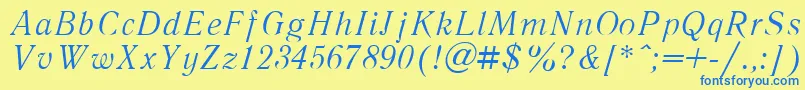 LiteraturnayaItalic.001.001 Font – Blue Fonts on Yellow Background
