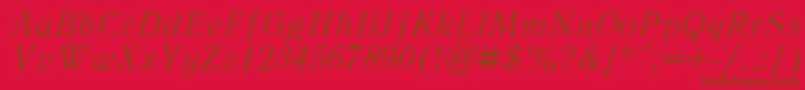 LiteraturnayaItalic.001.001 Font – Brown Fonts on Red Background