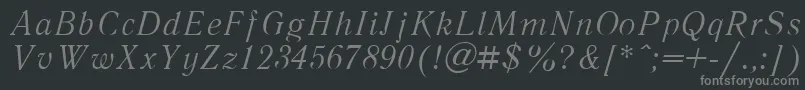 LiteraturnayaItalic.001.001 Font – Gray Fonts on Black Background