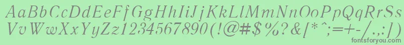 Weitere Informationen zur LiteraturnayaItalic.001.001-Schriftart LiteraturnayaItalic.001.001-Schriftart – Graue Schriften auf grünem Hintergrund
