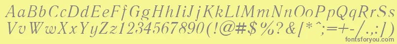 Więcej informacji o czcionce LiteraturnayaItalic.001.001 Czcionka LiteraturnayaItalic.001.001 – szare czcionki na żółtym tle