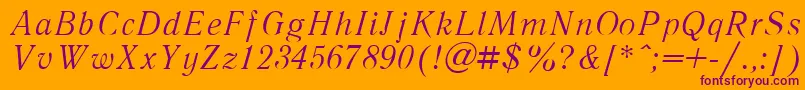 フォントLiteraturnayaItalic.001.001 – オレンジの背景に紫のフォント