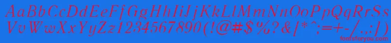 LiteraturnayaItalic.001.001 Font – Red Fonts on Blue Background