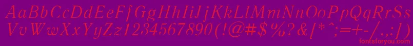 フォントLiteraturnayaItalic.001.001 – 紫の背景に赤い文字