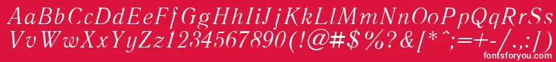 フォントLiteraturnayaItalic.001.001 – 赤い背景に白い文字