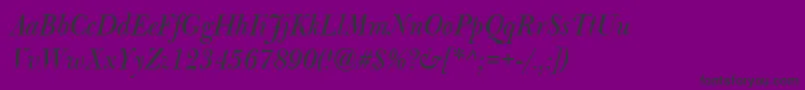 Fonte BulmerMtDisplayItalic – fontes pretas em um fundo violeta