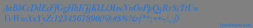 BulmerMtDisplayItalic-Schriftart – Blaue Schriften auf grauem Hintergrund