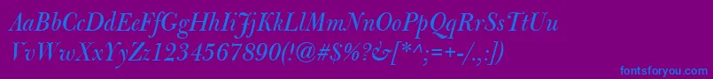 BulmerMtDisplayItalic Font – Blue Fonts on Purple Background