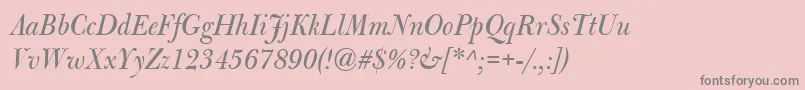 Fonte BulmerMtDisplayItalic – fontes cinzas em um fundo rosa