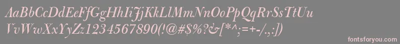 Fonte BulmerMtDisplayItalic – fontes rosa em um fundo cinza