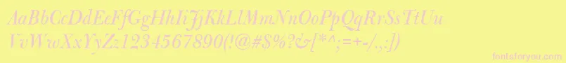 BulmerMtDisplayItalic Font – Pink Fonts on Yellow Background