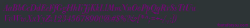 Fonte BulmerMtDisplayItalic – fontes roxas em um fundo preto