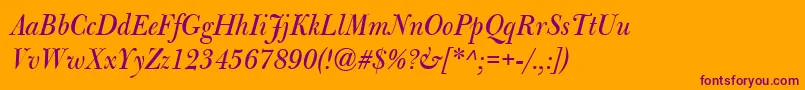 BulmerMtDisplayItalic Font – Purple Fonts on Orange Background