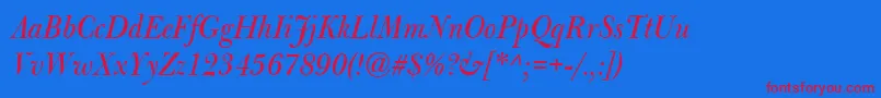 Шрифт BulmerMtDisplayItalic – красные шрифты на синем фоне