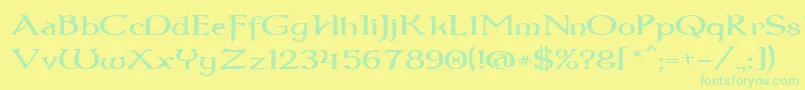 Dum3wide Font – Green Fonts on Yellow Background