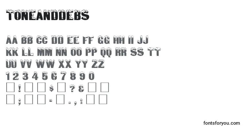 Toneanddebs-fontti – aakkoset, numerot, erikoismerkit