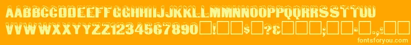 Toneanddebs-fontti – keltaiset fontit oranssilla taustalla