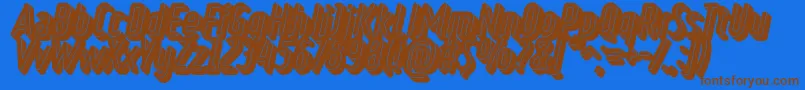 RulerVolumeBlack-Schriftart – Braune Schriften auf blauem Hintergrund