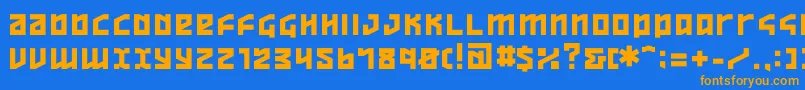 フォントOverheads – オレンジ色の文字が青い背景にあります。