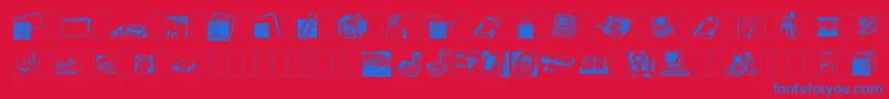 フォントDfindustrialstwo – 赤い背景に青い文字