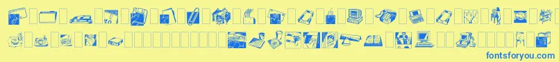 Шрифт Dfindustrialstwo – синие шрифты на жёлтом фоне