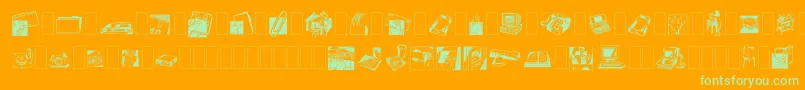 Dfindustrialstwo-Schriftart – Grüne Schriften auf orangefarbenem Hintergrund