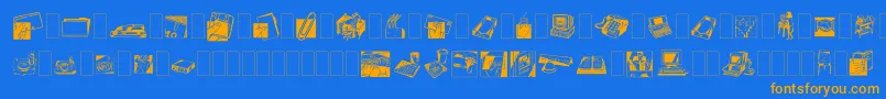 Dfindustrialstwo Font – Orange Fonts on Blue Background