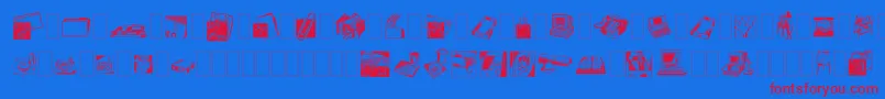 Dfindustrialstwo Font – Red Fonts on Blue Background