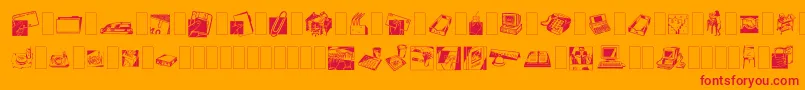 Fonte Dfindustrialstwo – fontes vermelhas em um fundo laranja
