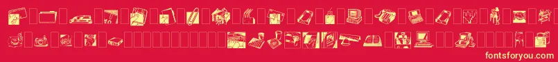 Fonte Dfindustrialstwo – fontes amarelas em um fundo vermelho