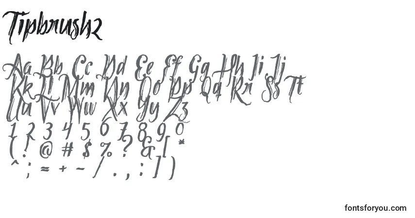 Czcionka Tipbrush2 – alfabet, cyfry, specjalne znaki