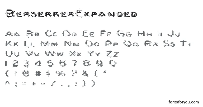Fuente BerserkerExpanded - alfabeto, números, caracteres especiales