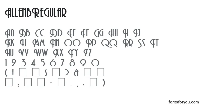 A fonte AllenbRegular – alfabeto, números, caracteres especiais
