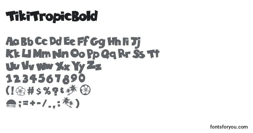 Шрифт TikiTropicBold – алфавит, цифры, специальные символы
