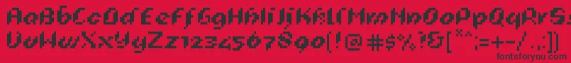 フォントPixeligCursief – 赤い背景に黒い文字