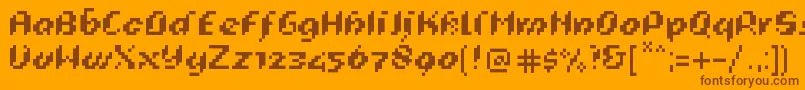 PixeligCursief Font – Brown Fonts on Orange Background