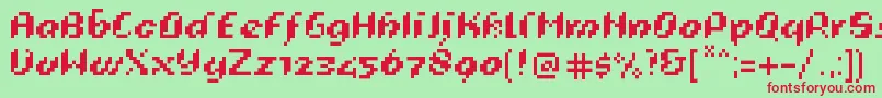 PixeligCursief Font – Red Fonts on Green Background