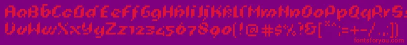 フォントPixeligCursief – 紫の背景に赤い文字