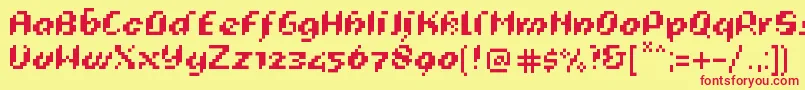 PixeligCursief Font – Red Fonts on Yellow Background
